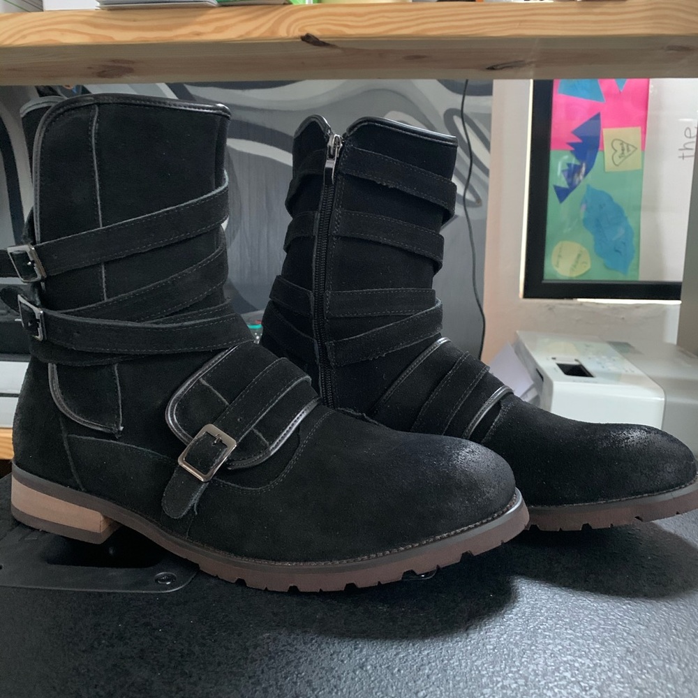 Black suede boots